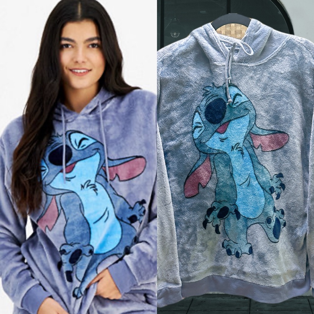 Disney Women's Purple and Blue Stitch Hoodie XL